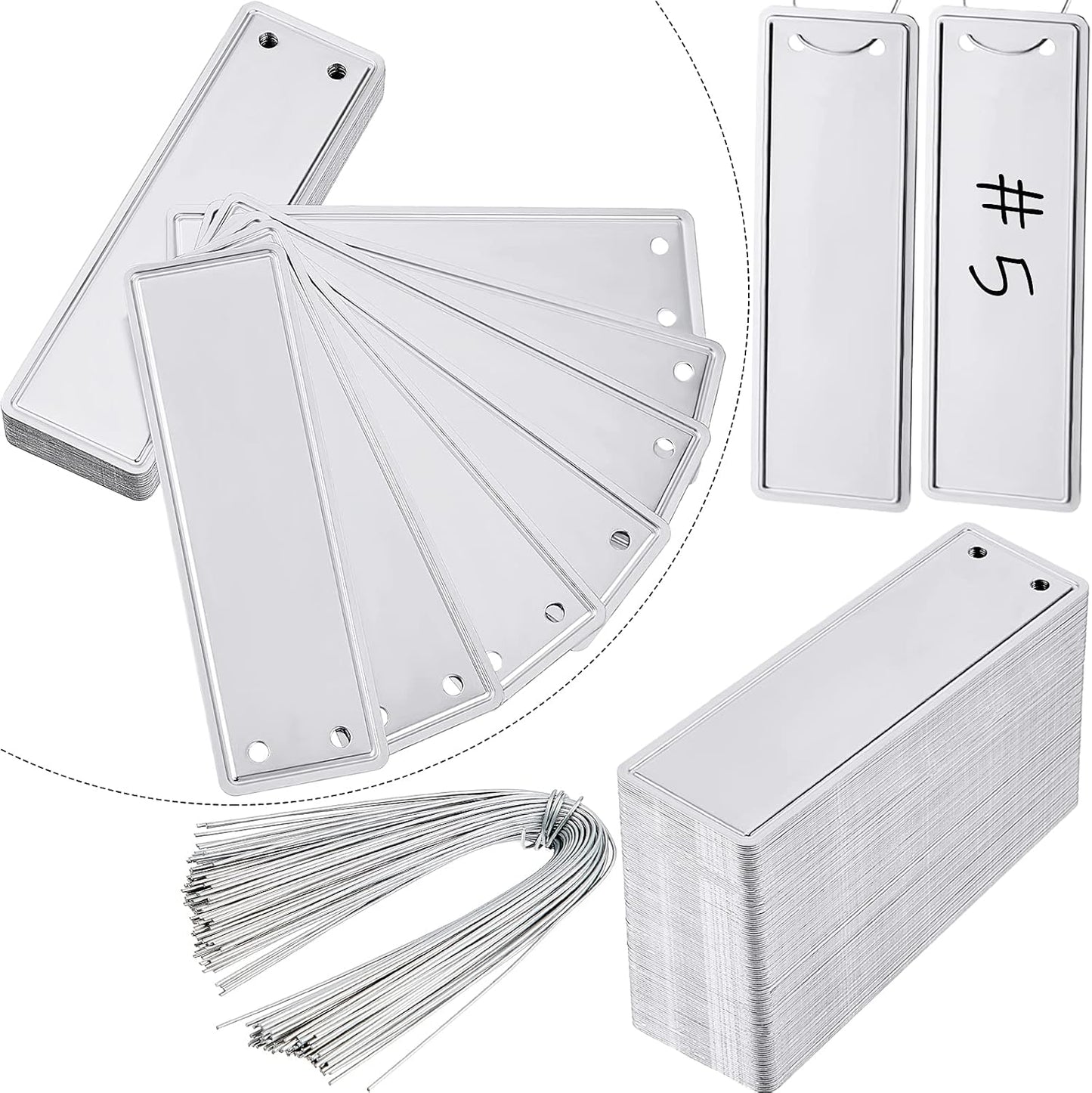 Ripeng 200 Pcs Aluminum Metal Plant Labels Writable Seedling Tree Tags with 6 Inch Wires Waterproof Double Sided Write for Plant Garden Marker Outdoor Identification and Greenhouse(200 Pieces)-VerdiqueGarden