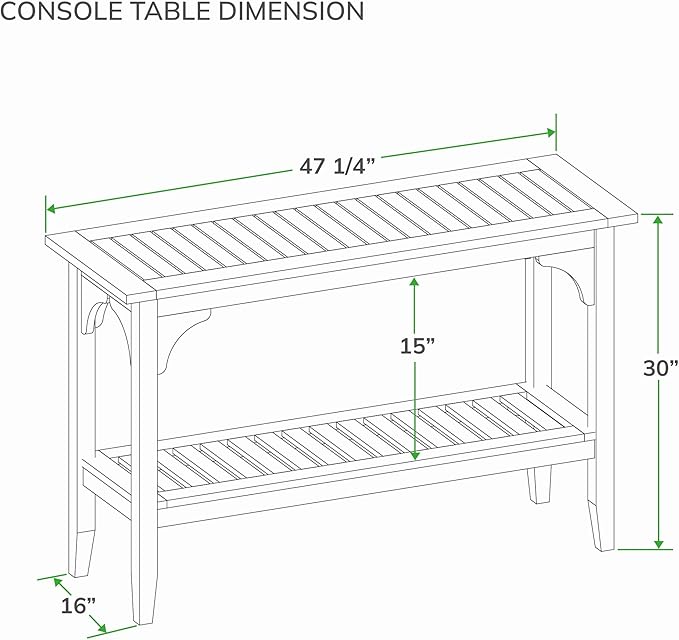 Cambridge Casual Teak Auburn Outdoor Console Table, Solid Indonesian Teak Wood in Weathered Gray Finish, Stylish and Durable Patio Accent or Plant Table for Porch, Deck, Garden, or Outdoor Entryway-VerdiqueGarden