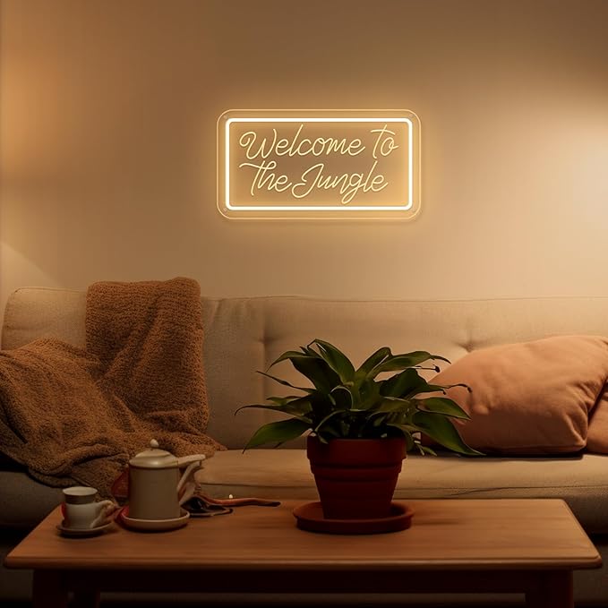 Welcome to the Jungle Neon Sign, Neon Light Sign for Wall Decor Dimmable Warm White LED signs for Bedroom Home Birthday Party Wedding Engagement Garden Man Cave Decor USB Powered-VerdiqueGarden