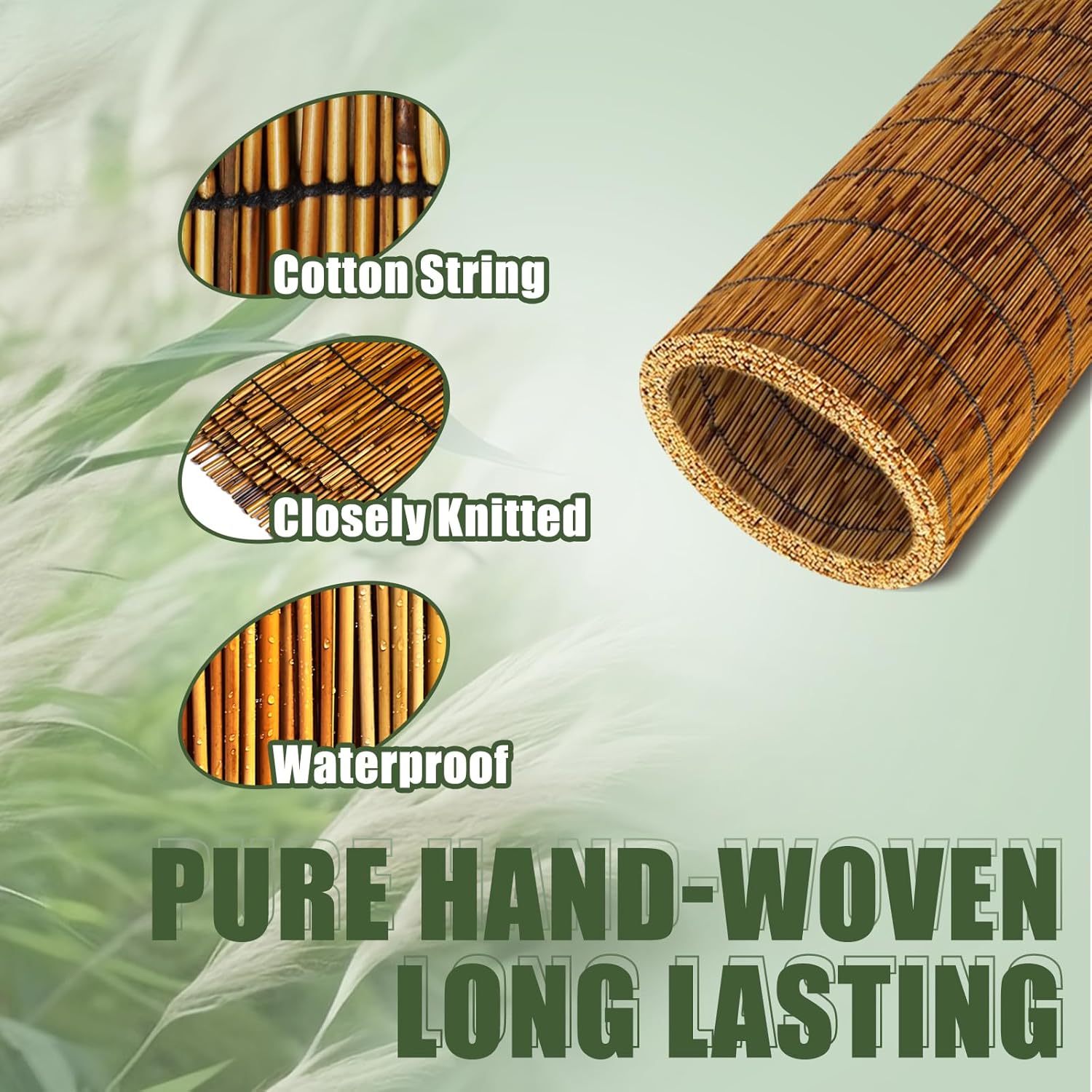 2Pack Bamboo Reed Fencing,4FT X 16.4FT Natural Reed Fence Reed Screen for Balcony Bamboo Reed Fence 4 Feet High for Outdoor Backyard Patio(Brown)-VerdiqueGarden