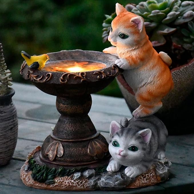 Cat Garden Figurines Outdoor Decor Solar Statue with LED Lights for Patio Lawn Yard Art Decoration Housewarming Garden Gift-VerdiqueGarden