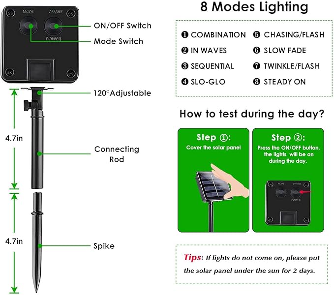 2 Pack 200 LED Solar Christmas Lights Outdoor Waterproof, Solar String Lights for Outside, Solar Outdoor String Light with 8 Lighting Modes for Xmas Tree Wedding Party Yard Decorations (Red and Green)-VerdiqueGarden