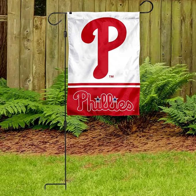 WinCraft Phillies Garden Flag with Stand Holder Flagpole-VerdiqueGarden