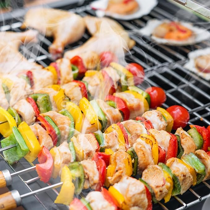 Charcoal Grill Outdoor BBQ Grill, Extra Large Cooking Area 794 Square Inches with Two Individual & Adjustable Charcoal Tray, Foldable Side Tables for Outdoor Cooking Backyard Camping Picnics By DNKMOR-VerdiqueGarden