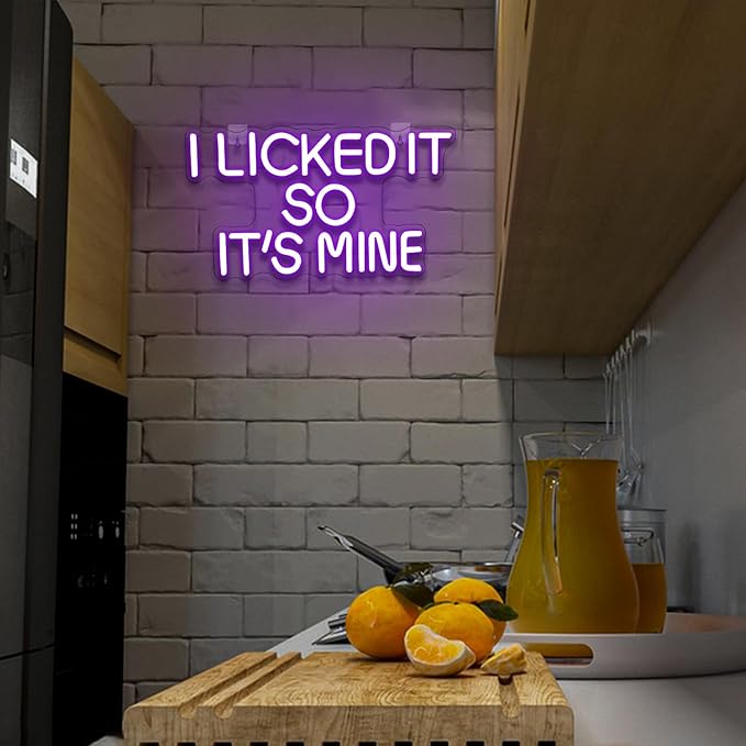 WLHOPE I Licked It So It's Mine Neon Sign Purple LED Neon Signs for Wall Decor, USB Connectivity Sexy Licked Neon Light for Bedroom Home Bar Club Hotel Party,Ice Cream Shop Dessert Store Neon Decor-VerdiqueGarden