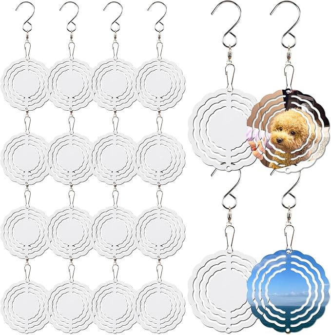 20 Pcs Sublimation Wind Spinner Blanks 3 Inch Bulk Aluminum Metal Ornaments Sublimation Blanks Products Heat Transfer Outdoor Garden Christmas Trees Decoration Sublimation Blank Wind Spinners-VerdiqueGarden