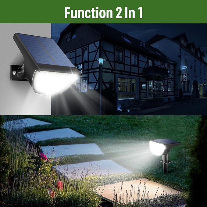 Solar Lights Outdoor Waterproof IP65, 76 LED 3 Lighting Modes Solar Spot Lights Outdoor Yard Garden Landscape Pathway (Cool White, 4 Pack)-VerdiqueGarden