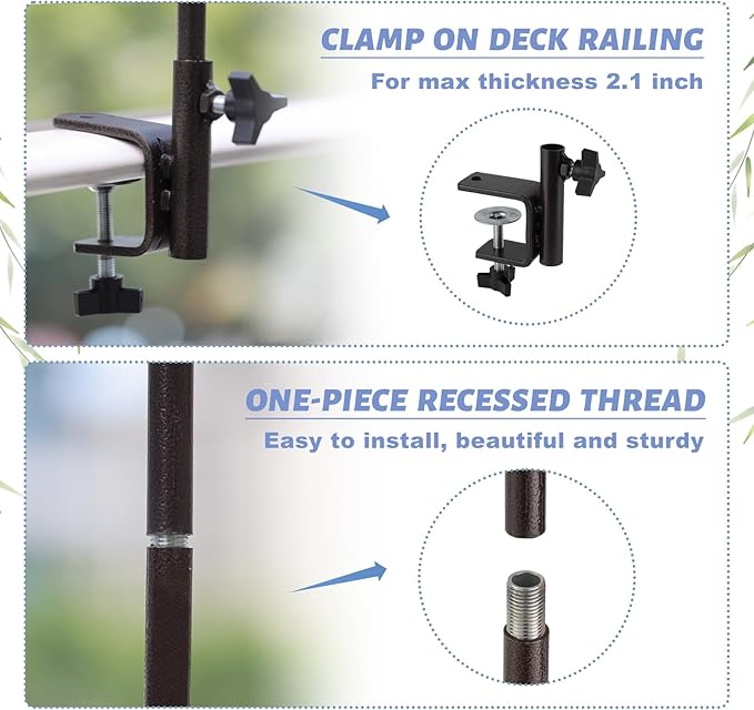 Deck Bird Feeding Station | Premium Multi Feeder Hanging Kit with Bird Bath & Sock Feeder | Attracts Wild Birds, Planter Hanger Hook for Outdoor Deck, Patio, Garden-VerdiqueGarden