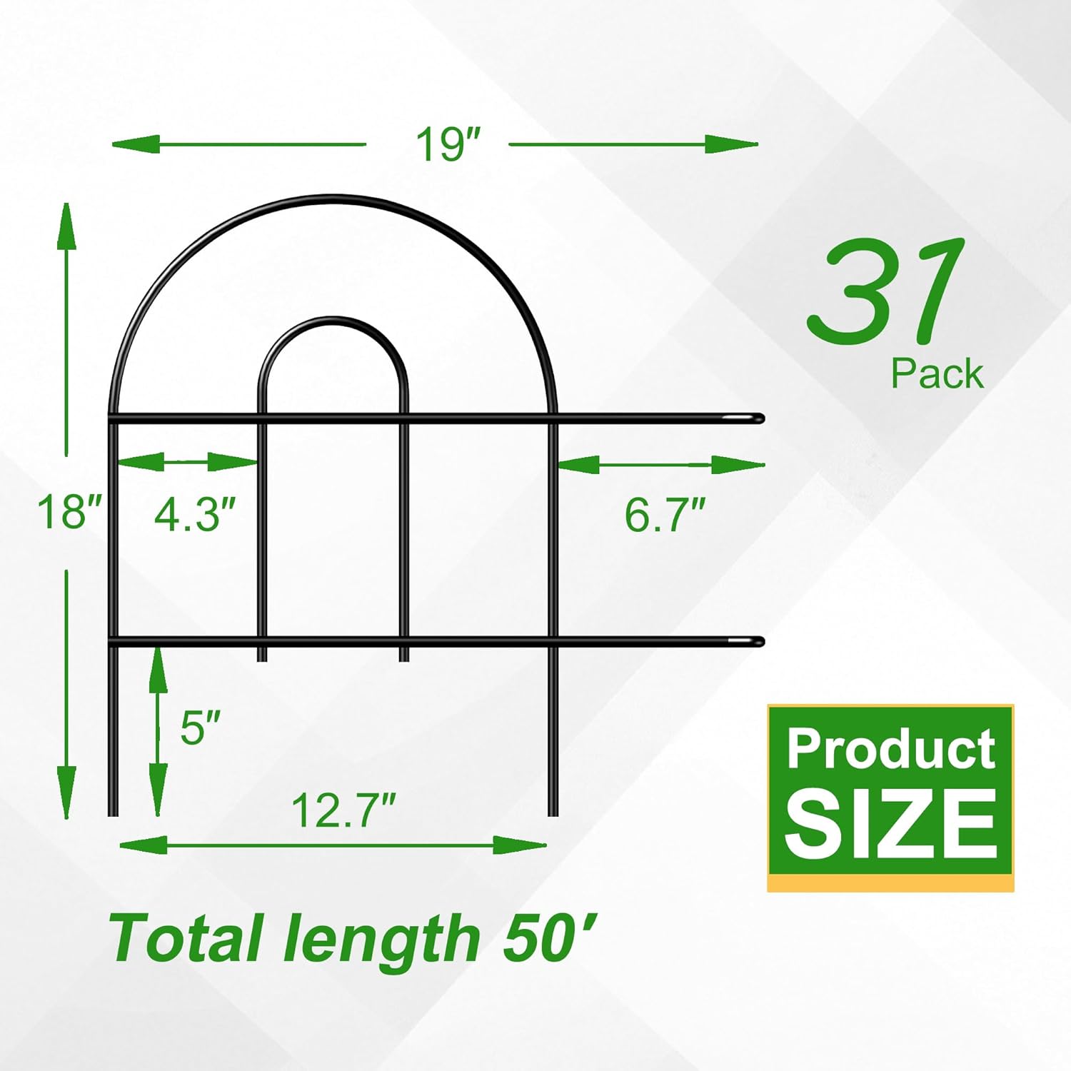 Decorative Black Garden Border Fence 18inX50ft Metal Wire Edging Flower Bed Folding Fences Panel Outdoor Garden Fencing Patio Edge Landscape for Yard-VerdiqueGarden