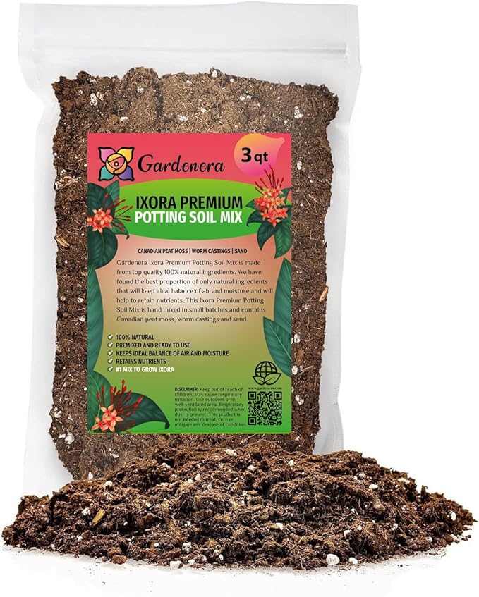 Ixora Plant Potting Soil - Enhance Blossoming and Health with Professional Grade Nutrient-Rich Mix - 3 Quart-VerdiqueGarden
