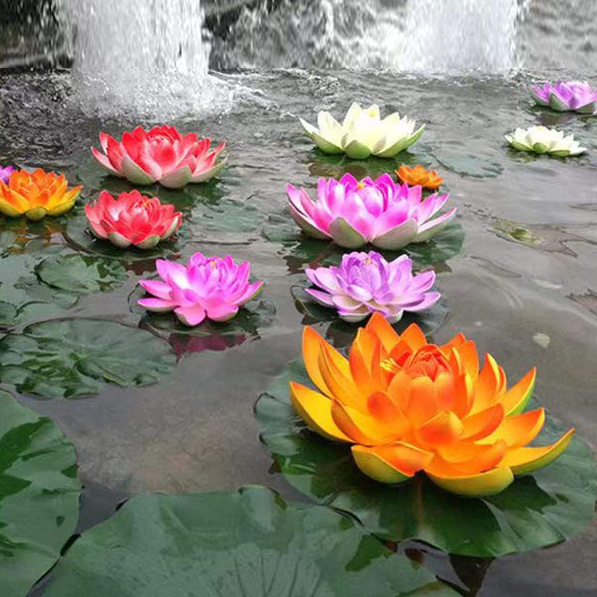 FZBNSRKO Artificial Lotus,4PCS 7.1" Inch Floating Foam Lotus Flowers for Pool,Realistic Water Lily Pads for Home Outdoor Patio Pond Wedding Party Decorations,Peach Red-VerdiqueGarden