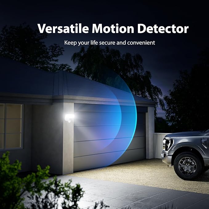 Onforu 3 Pack 65W LED Motion Sensor Outdoor Lights, Security Light Motion Outdoor Flood Light Fixture Detection Detector, 3 Adjustable Heads 6500LM 6500K IP65 Waterproof Exterior Garage Yard (White)-VerdiqueGarden