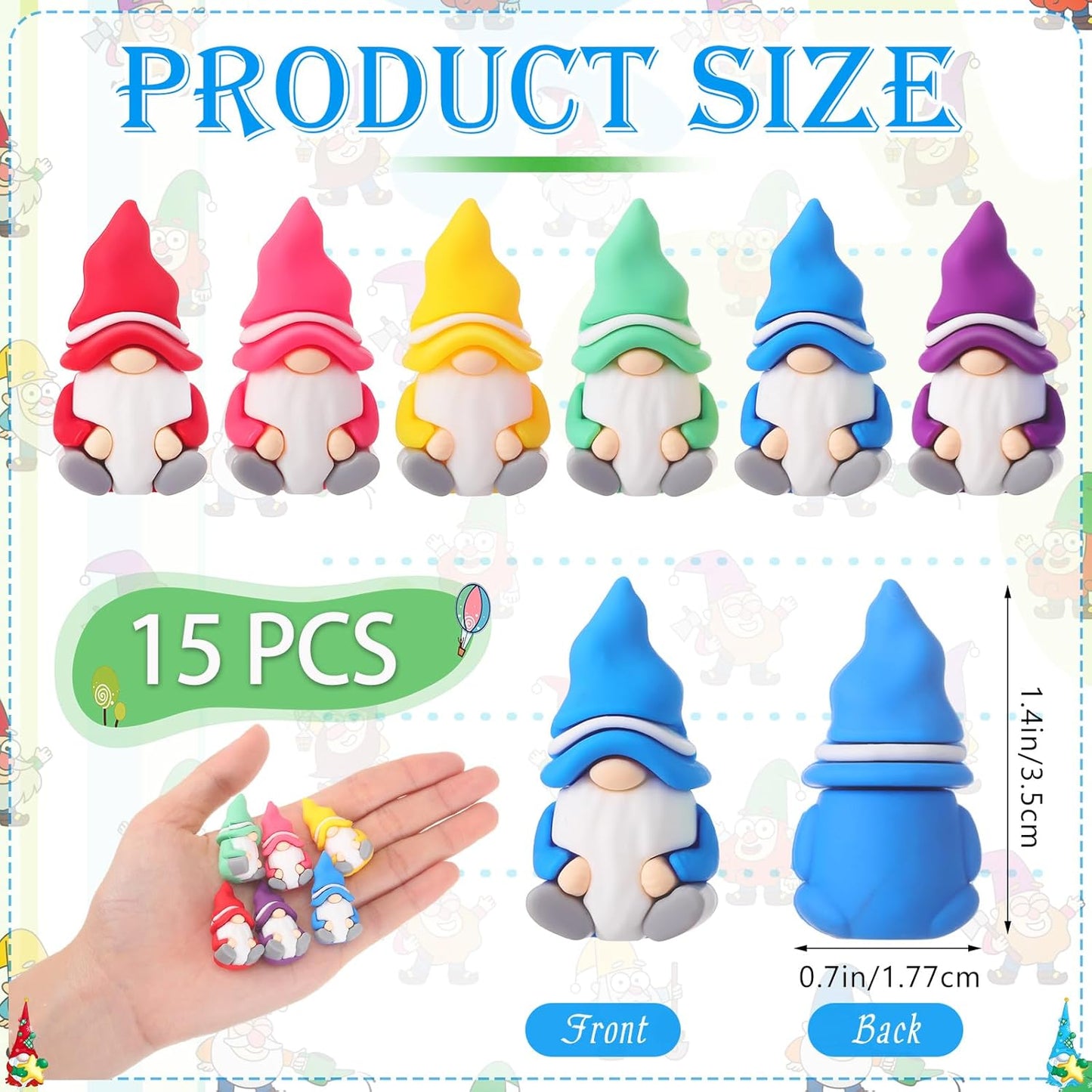 15 Pcs Mini Gnomes Figurines Tiny Fairy Resin Gnomes Statue Garden Bulk for Goody Bag Stuffers Filler Party Favors Gifts Decor Dwarf Statues Garden Dollhouse Micro Landscape Accessories-VerdiqueGarden