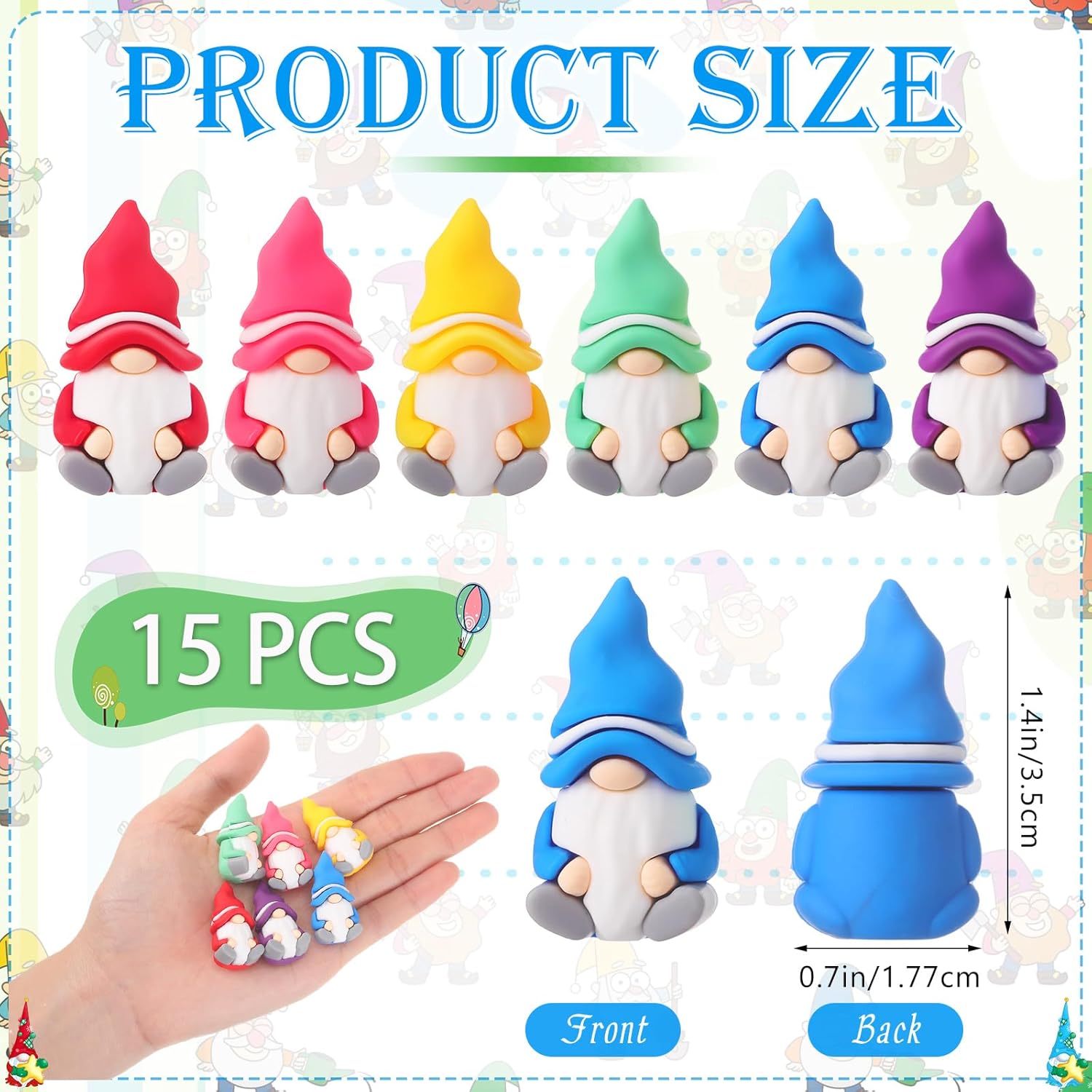 15 Pcs Mini Gnomes Figurines Tiny Fairy Resin Gnomes Statue Garden Bulk for Goody Bag Stuffers Filler Party Favors Gifts Decor Dwarf Statues Garden Dollhouse Micro Landscape Accessories-VerdiqueGarden