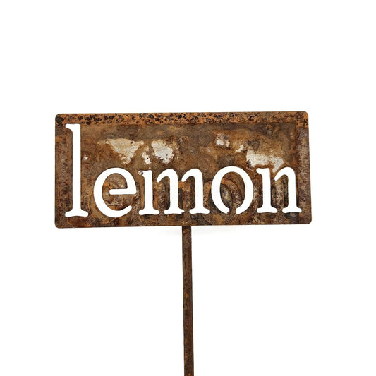 Classic Metal Garden Markers 19 Inches Tall (lemon, Naturally Rusted)-VerdiqueGarden