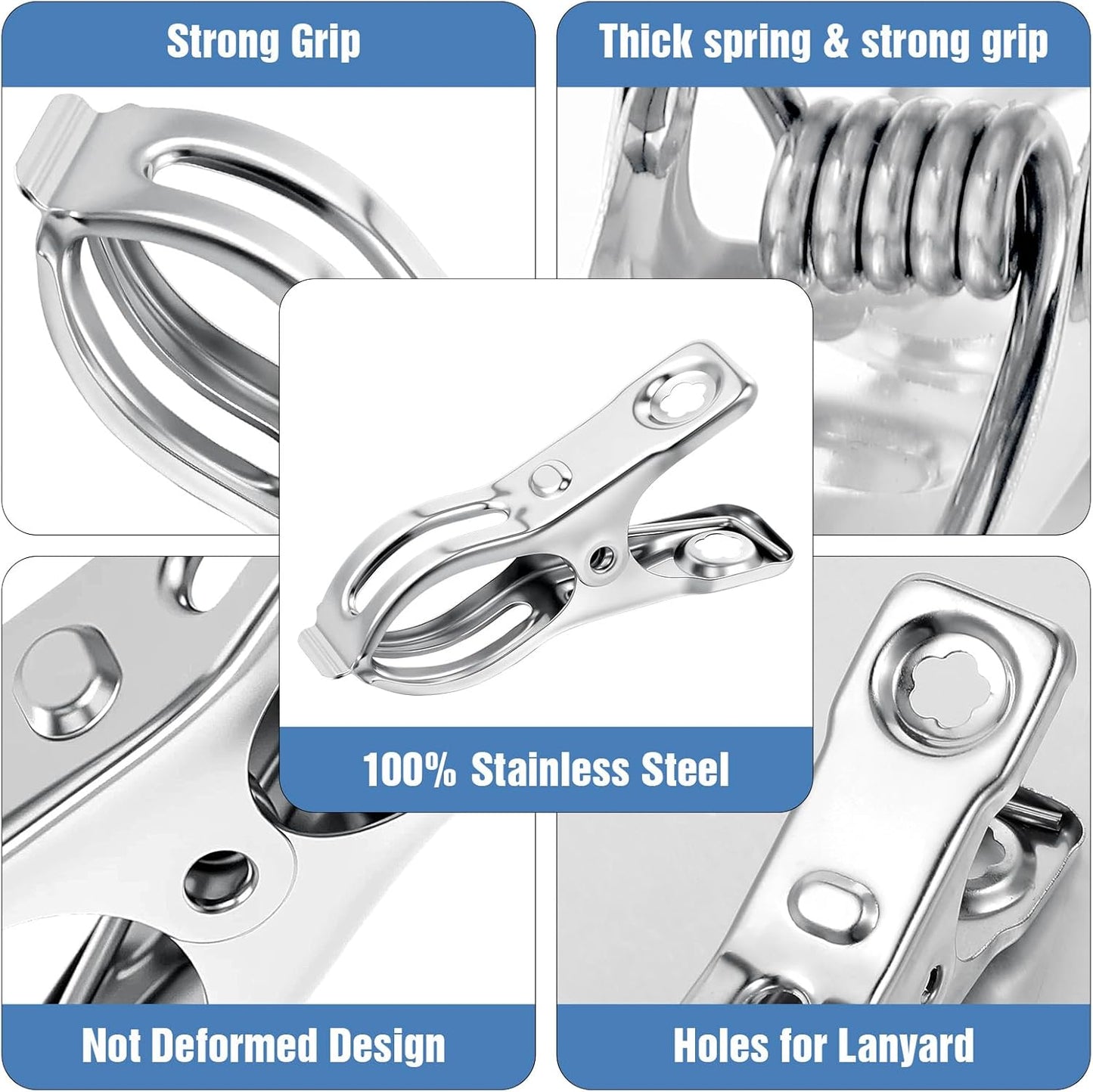 Upgraded 200 PCS Garden Clips, Greenhouse Clamps 100% Stainless Steel Heavy Duty Greenhuose Clips for Netting - Strong Grip to Hold Down Shade Cloth or Plant Cover on Garden Greenhouse Hoops-VerdiqueGarden