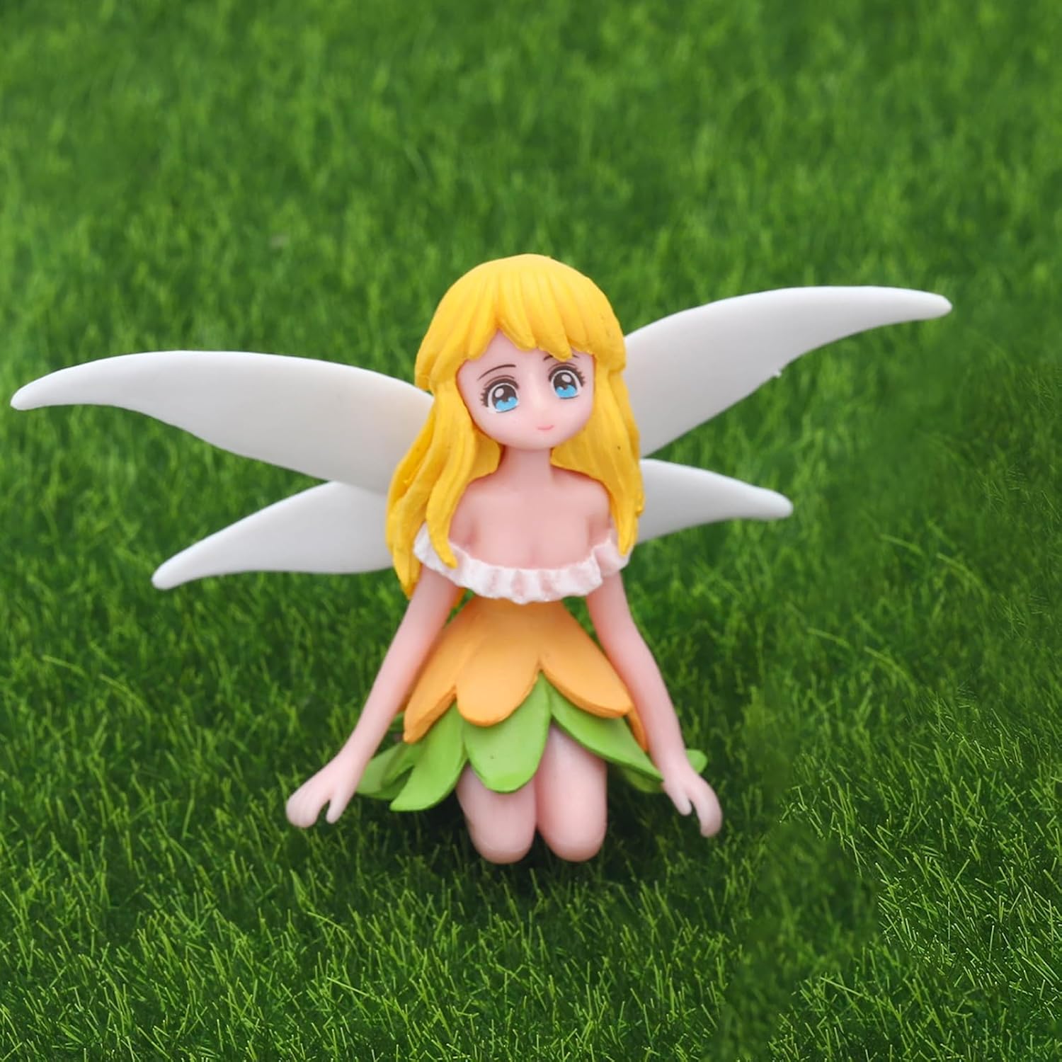 ONEST 4 Pieces Miniature Fairy Garden Accessories Small Fairy Figurines Hand Painted Fairies Figures Girl Fly Wing Figurines for Car Decor Fairies Garden Flower Pot Birthday Cake Topper-VerdiqueGarden