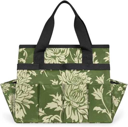 Spring Leaves Gardening Tool Bag,Heavy Duty Garden Tote Bag,Portable Oxford Gardening Storage Basket Organizer Handbag with Pockets Handle,Hand Tools Gifts for Outdoor Garden Lawn Yard-VerdiqueGarden