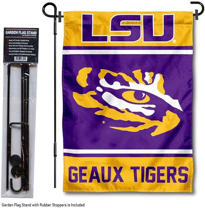 College Flags & Banners Co. Louisiana State LSU Tigers Garden Flag with Stand Holder-VerdiqueGarden