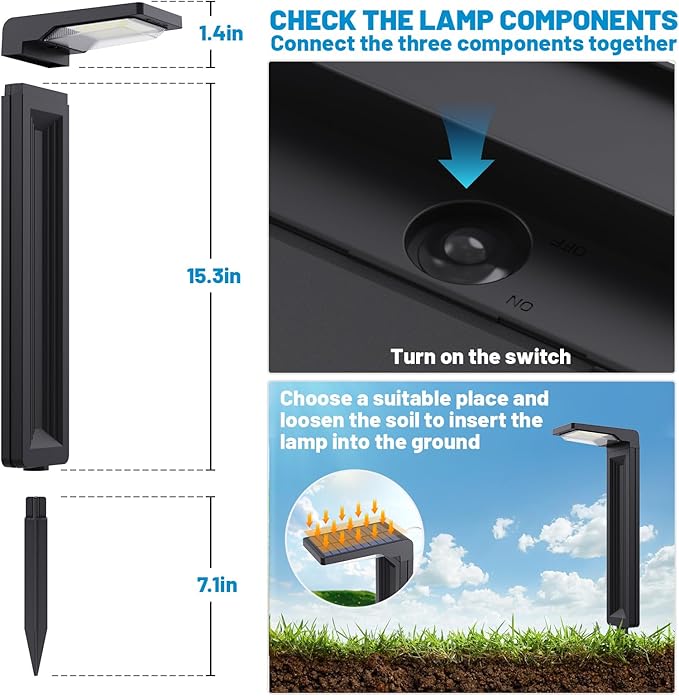 Sunvivo Solar Pathway Lights,2 Modes(Cold White/Warm White),Bright Solar Path Lights Outdoor Waterproof,Perfect Guide Light or Deco for Sideway,Driveway,Walkway,Backyard,Garden,Lawn,Event(4Pack)-VerdiqueGarden