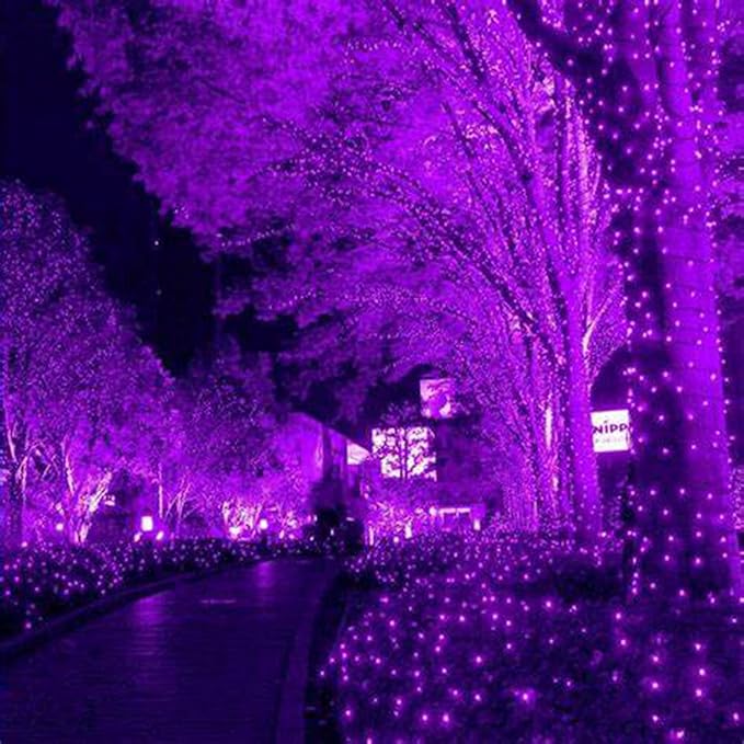 HISHINY Halloween Lights Outdoor,100LED 5ftx5ft Purple Net Lights with Connectable, Waterproof,UL Certified and Durable Green Wire Design for Bushes,Trees, Outdoor Indoor Party Decorations(Purple)-VerdiqueGarden