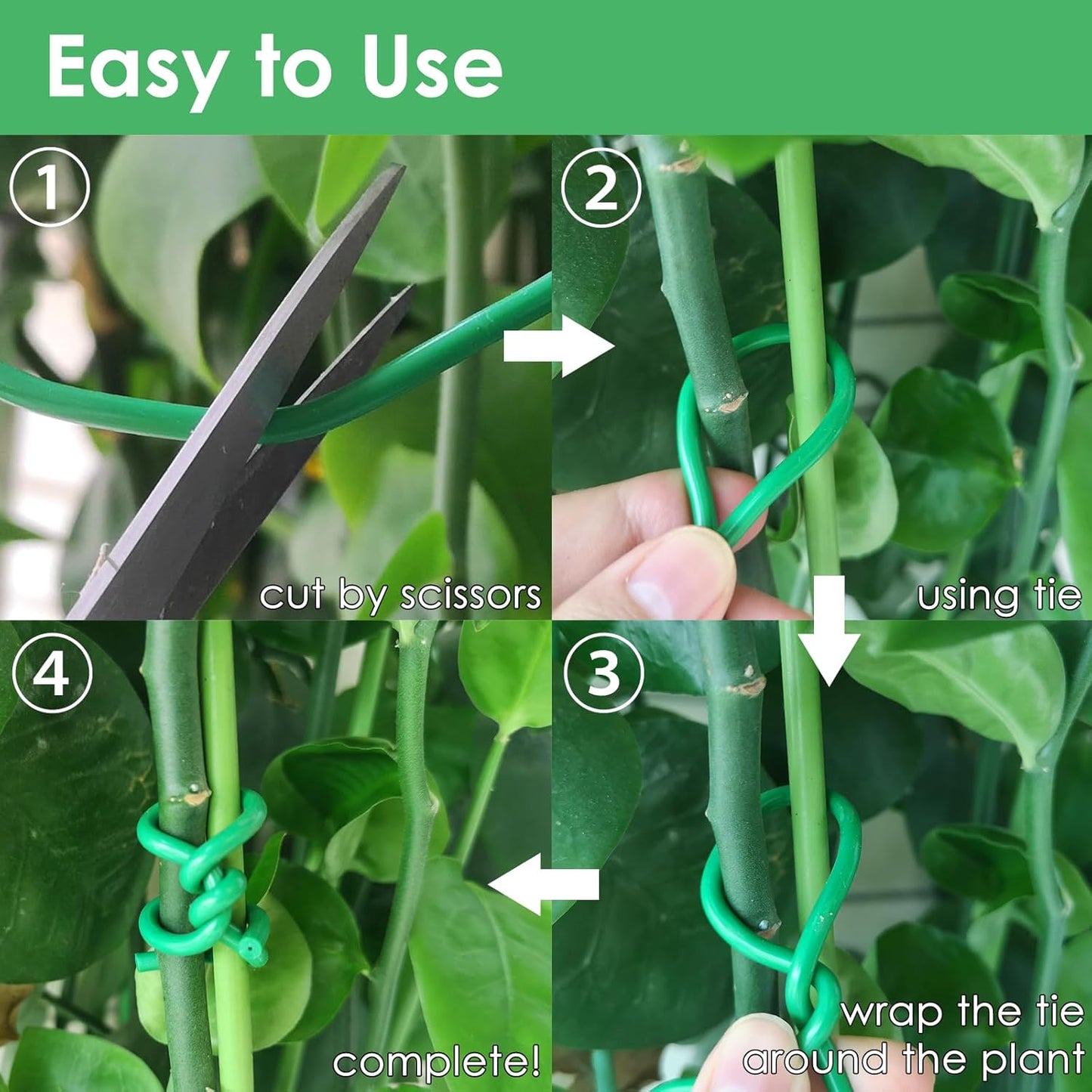 Soft Plant Tie Garden Plant Twist Tie TPR Plant Supply, for Supporting and Fixing Garden Planting Branches Vines, Stems, for Garden, Office, Home Organizing (164ft /3.5mm Diameter, Green)-VerdiqueGarden