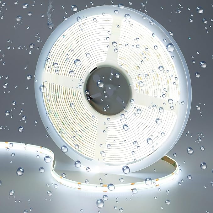 10M/32.8ft 24V COB LED Strip Light Waterproof IP65 Cool White 6000K Uniform Glow 3840LEDs CRI 93+ Flexible LED Tape Lights for DIY Cabinet Bedroom Kitchen Home Decor(No Power Supply)-VerdiqueGarden