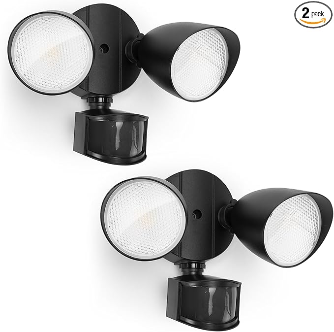 UME 2 Pack 32W 3500 Lumen LED Security Lights Motion Sensor Light Outdoor, 5000K Daylight, IP65 Waterproof, Dusk to Dawn, Motion Detector Flood Light for Garage, Yard, Porch-Black-VerdiqueGarden