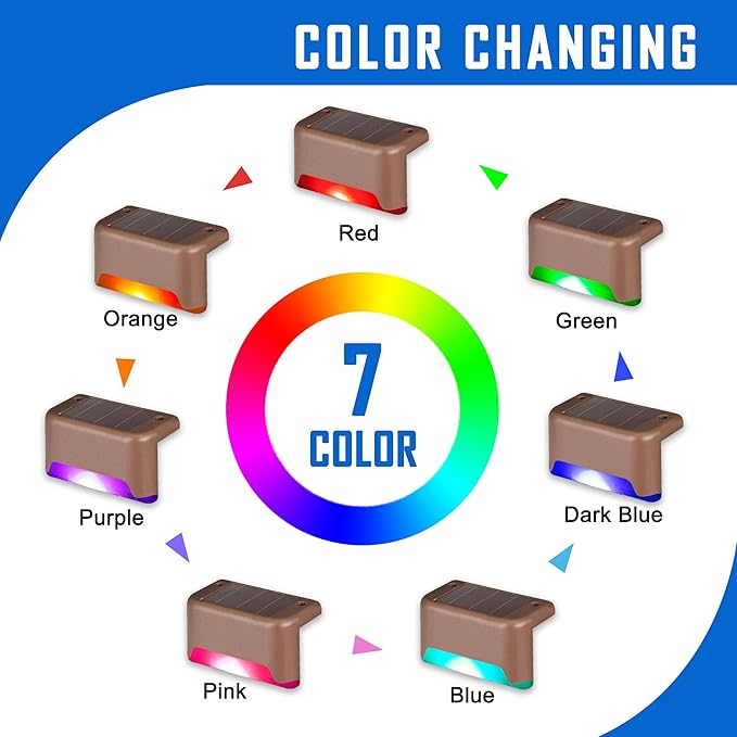 SOLPEX Color Changing Solar Deck Lights, 16 Pack Waterproof LED Lights for Decks,Stairs,Fences,Yards and Patios-VerdiqueGarden