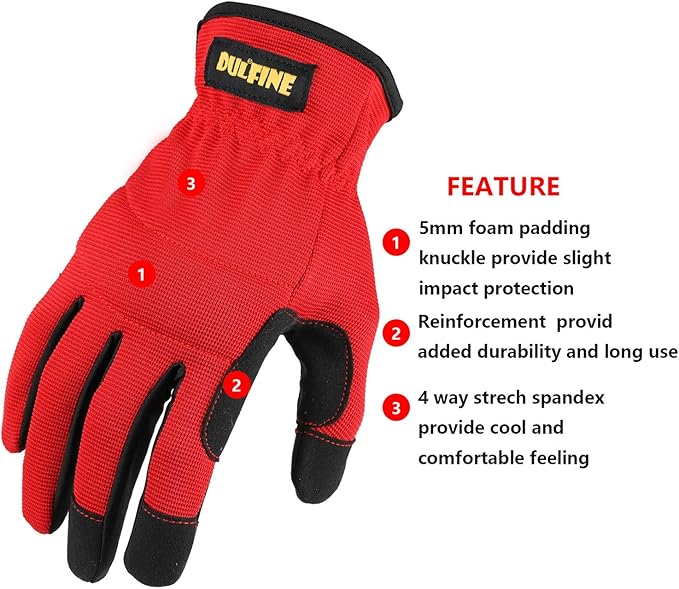 DULFINE High Performance Work Gloves For Men(12 Pairs Pack), High Dexterity Touch Screen For Multipurpose,Excellent Grip (Extra Large)-VerdiqueGarden