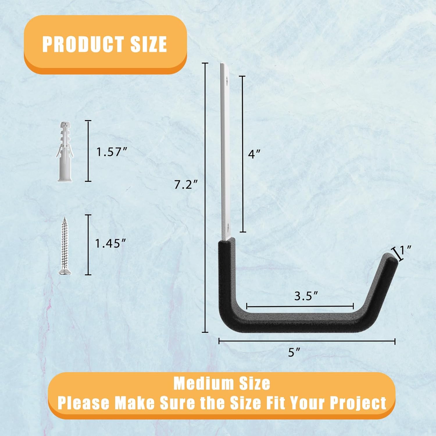 Heavy Duty Utility Hooks for Wall Mount, Garage Wall Hooks, Multi-Use Hose, Bike, Ladder, Chainsaw & Leaf Blower Hanger - 2 Medium (2 M)-VerdiqueGarden