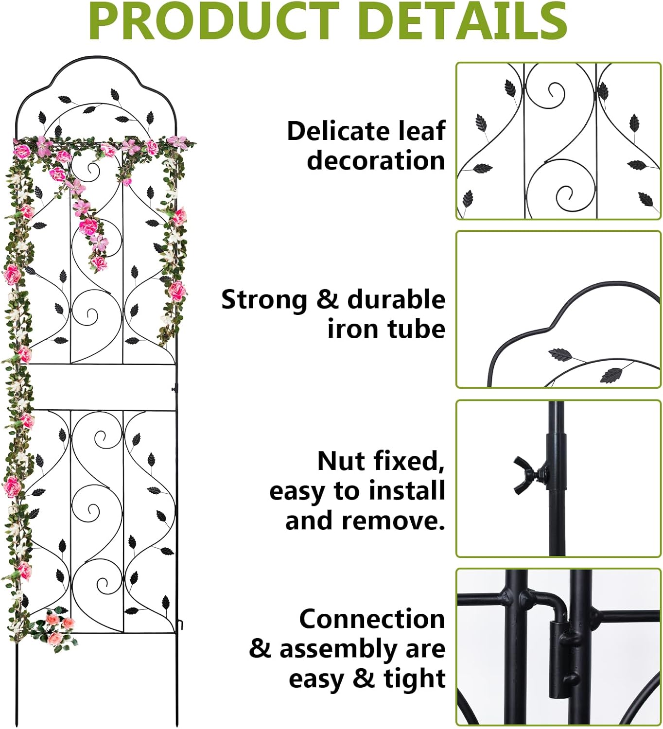 hogardeck Metal 84 * 19 Garden Trellis 2-Packs for Climbing Plants Flowers Vegetables Planting Arched Outdoor Decoration for Courtyards Lawns Gardens-VerdiqueGarden