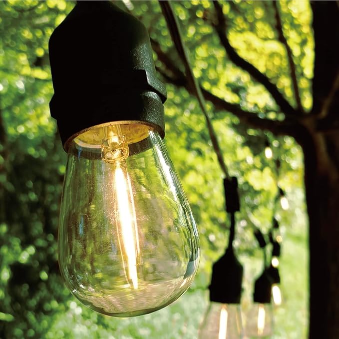Meconard 30 Pack S14 Edison String Light Bulbs, 1 Watt Replacement Bulbs for Outdoor String Lights, Low Wattage Shatterproof LED Filament Patio Bulbs, E26 Medium Base, 2200K Warm White, Non-Dimmable-VerdiqueGarden