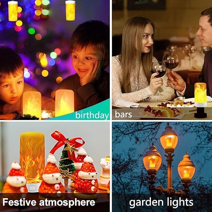 Led Flame Light,USB Rechargeable LED Fire Candles Outdoor Hanging Lamps with Remote for Home Party Halloween Christmas Decoration (Warm White)-VerdiqueGarden