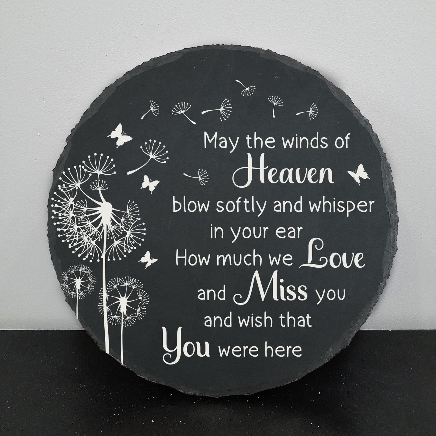 Memorial Garden Slate Stone, Memorial Plaque Sympathy Gifts for Loss of Loved One, Dandelion Memorial Gifts for Loss of Father, Mother, Brother, Son, Husband Stones TNA16-VerdiqueGarden