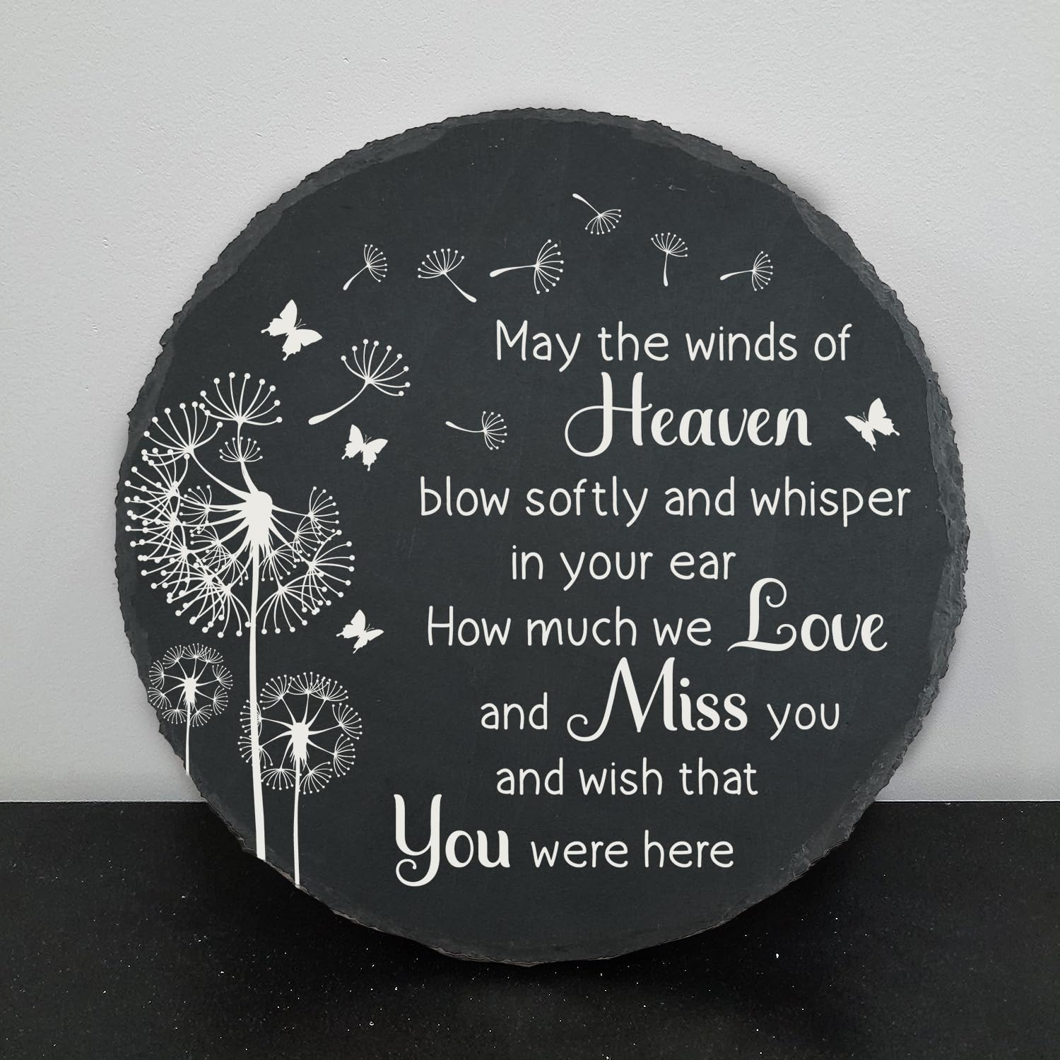 Memorial Garden Slate Stone, Memorial Plaque Sympathy Gifts for Loss of Loved One, Dandelion Memorial Gifts for Loss of Father, Mother, Brother, Son, Husband Stones TNA16-VerdiqueGarden