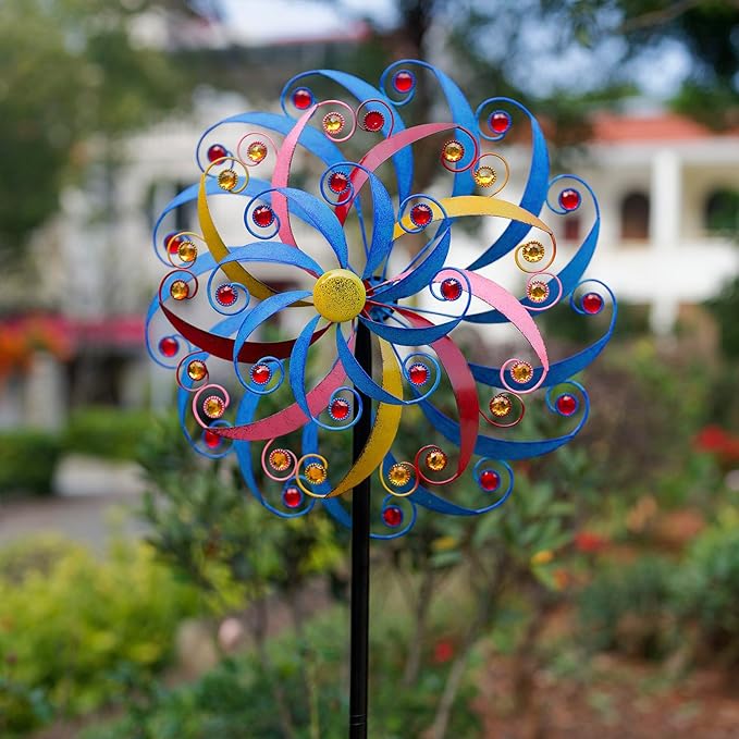 DREAMYSOUL Wind Spinners Outdoor Metal Large, 6.6 FT Extra Large Wind Spinner, Multicolor Windmills, Kinetic Wind Sculptures and Spinners for Yard Garden Outside Patio Lawn Decor-VerdiqueGarden