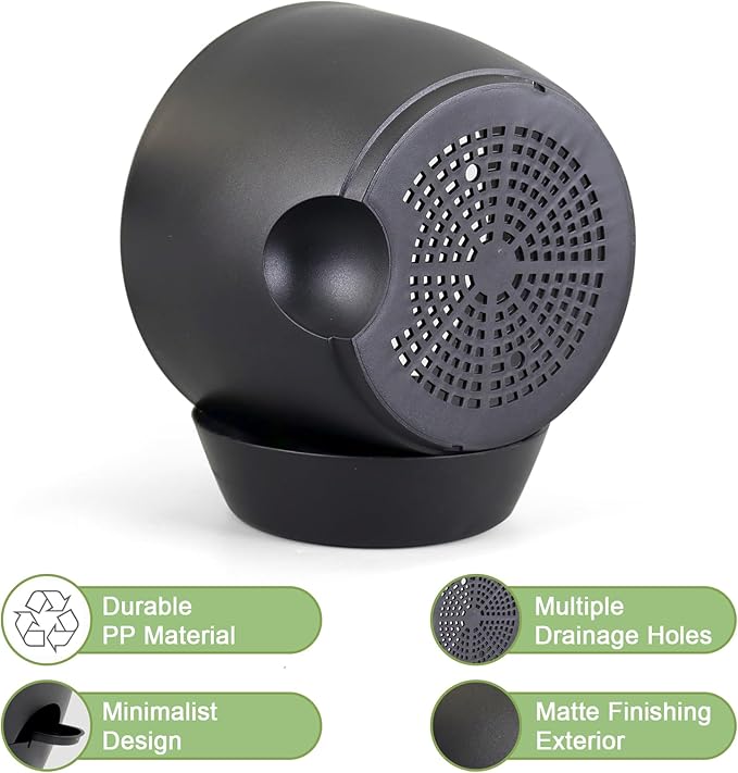 10/9/8 inch Medium Self Watering Pots, Plant Pots with Mesh Drainage Holes for Indoor Outdoor Garden Plants, Flower Pots with Removable Deep Reservoir, Set of 3 Plastic Planters, Black-VerdiqueGarden