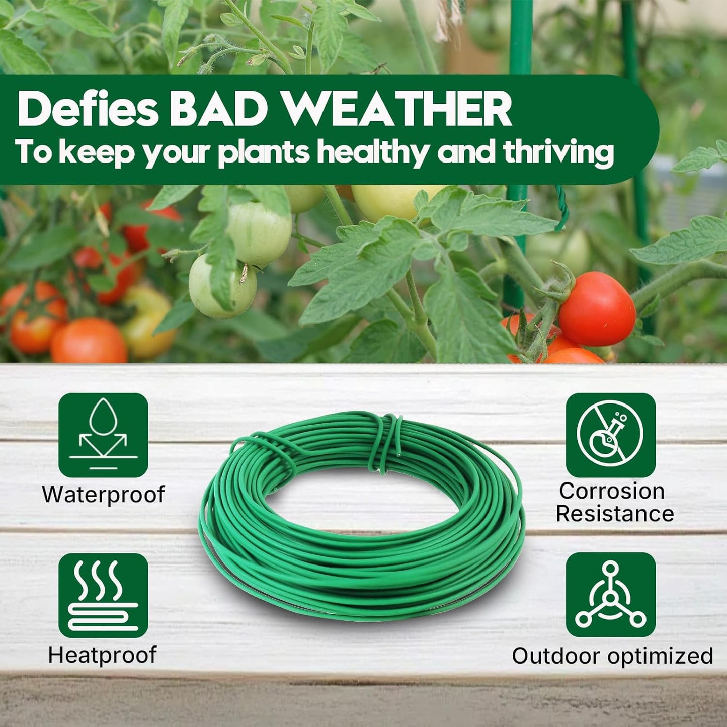 100 Feet Green Soft Plant Tie - 2.5mm Flexible Twist Garden Wire for Climbing Plants, Tomatoes, Bonsai & Office/Home Organizing-VerdiqueGarden