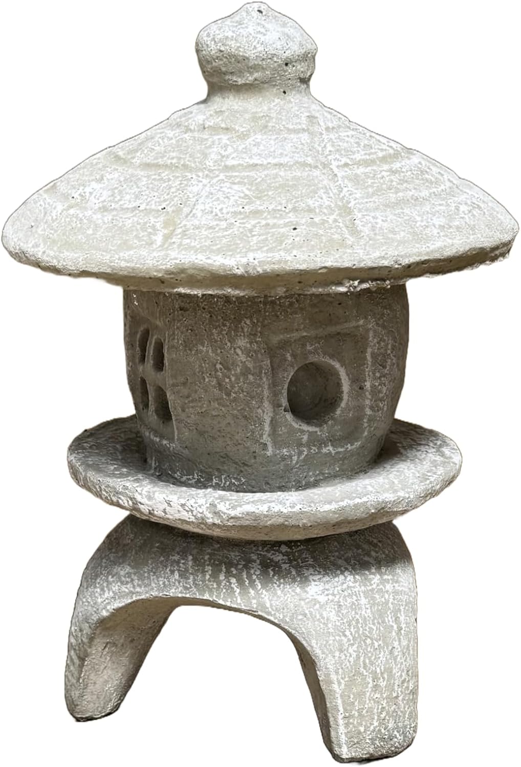 Solid Rock Stoneworks Small Round Concrete Pagoda Statue for Garden, Japanese/Chinese/Asian Style- Marble Tone Color-VerdiqueGarden