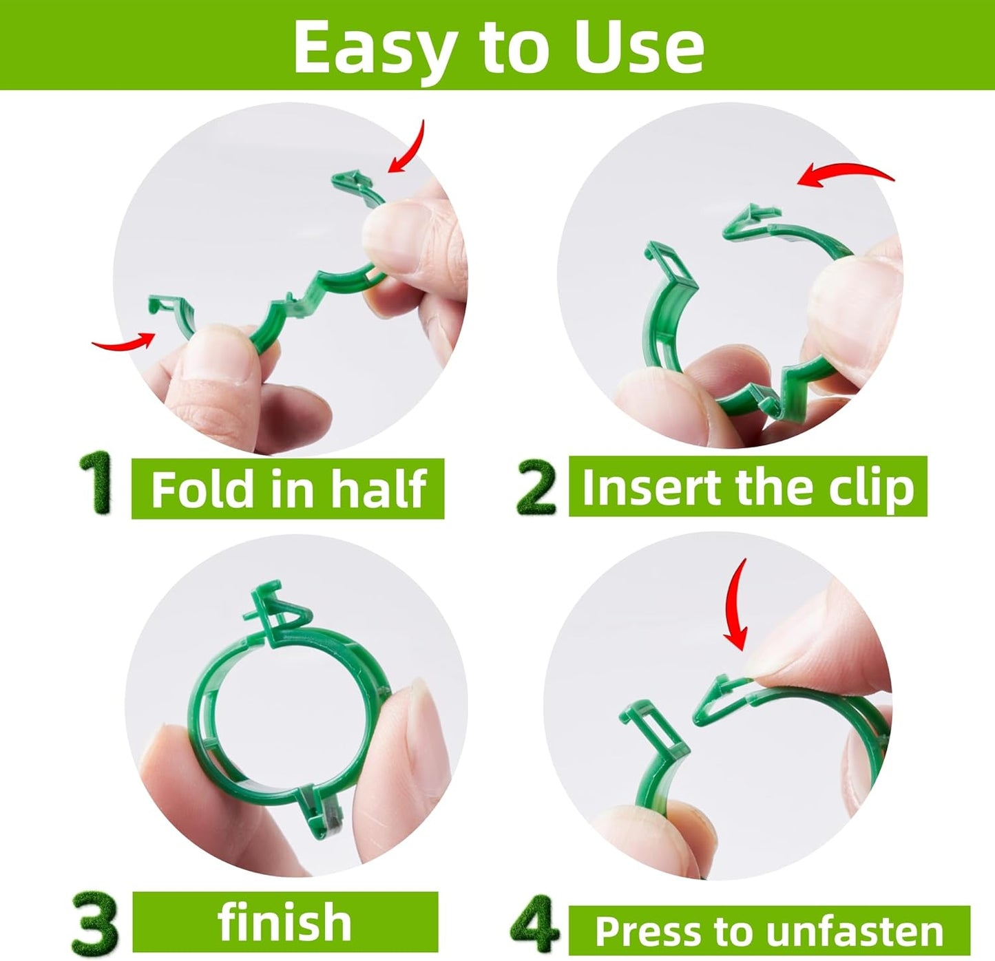 200 Pcs Plant Support Clips,Plastic Clips for Securing Plants,Tomato Vine Clips,Plant Fixing Clips,Garden Clips for Climbing Plants,Grape and Vine Vegetables (200, White)-VerdiqueGarden