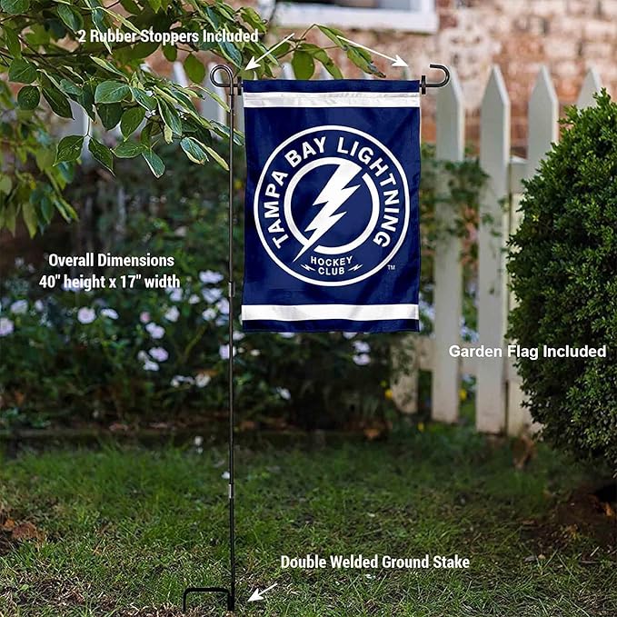 WinCraft Tampa Bay Lightning Circle Logo Garden Flag and Pole Stand Holder-VerdiqueGarden