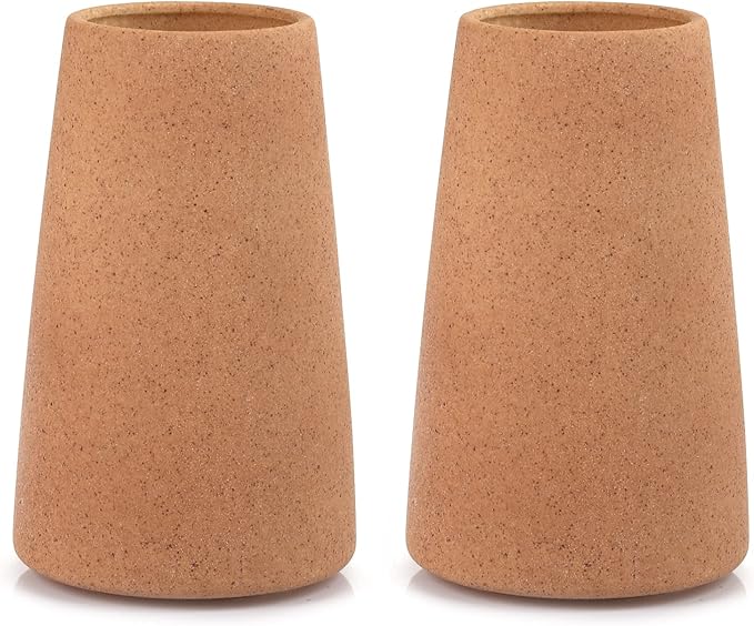 Simple Vase for Flowers Plants, Matte Vases for Modern Table Shelf Home Decor Wedding Boho Decor, 6" H Frosted Elegant Ceramic Vase for Pampas Grass Fluffy Stem Bouquet Lavender Flowers (Brown, 2)-VerdiqueGarden