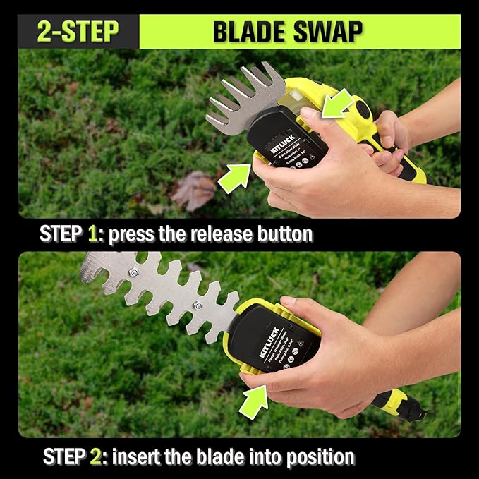 KITLUCK 8V Cordless 2-in-1 Grass Shear & Hedge Trimmer,Handheld Electric Grass Trimmer Hedge Shears/Grass Cutter Rechargeable,2000mAh Battery for Yard, Garden, Lawn Care-VerdiqueGarden