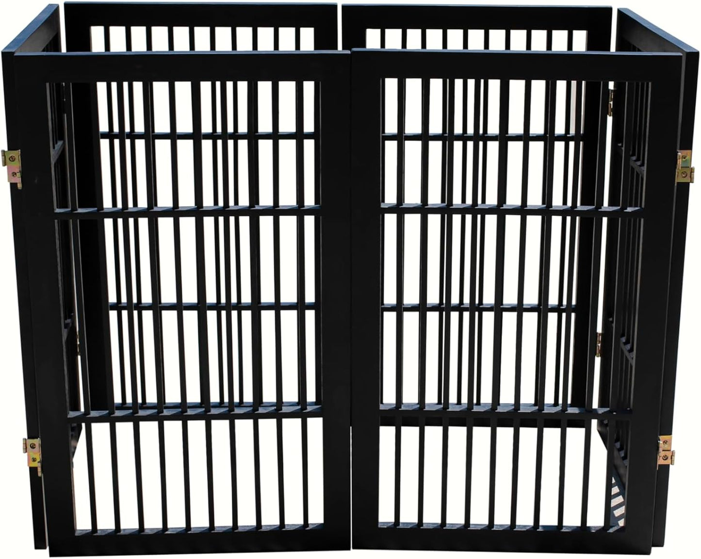 Pet Dog Gate Strong and Durable Freestanding Folding Acacia Hardwood Portable Wooden Fence Indoors or Outdoors by Urnporium (Black Pet Gate, 6 Panel 30" Tall)-VerdiqueGarden