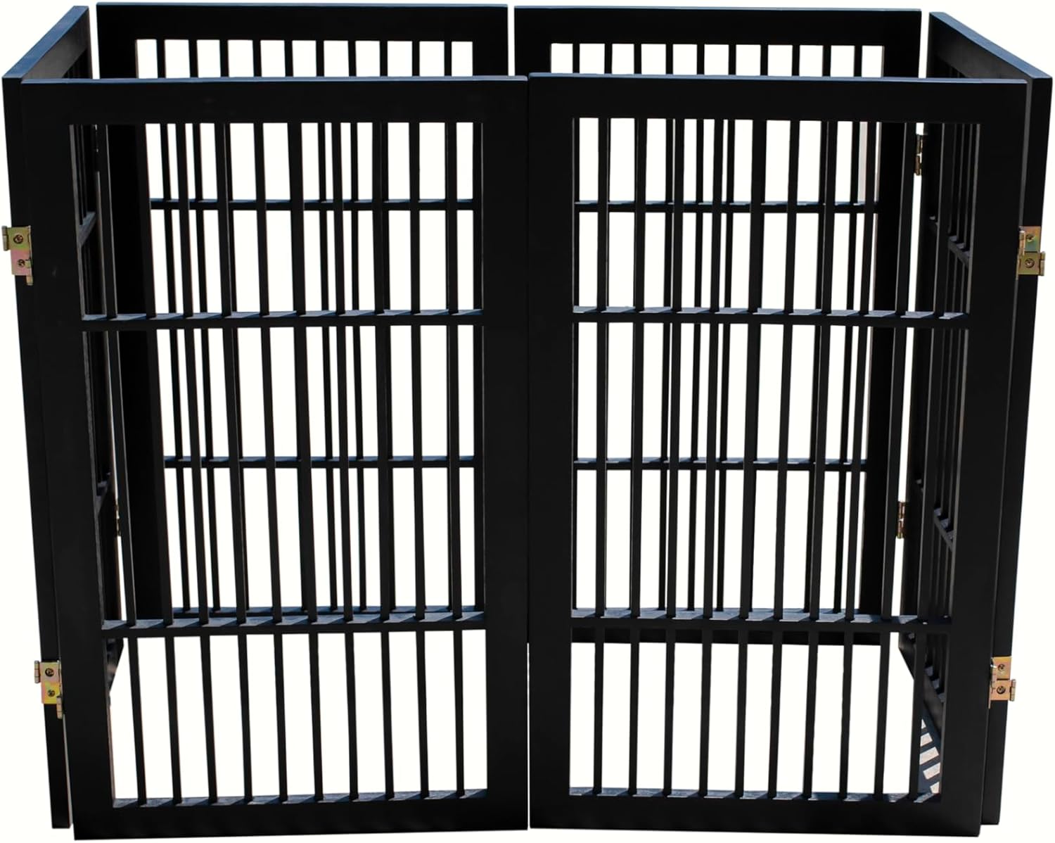 Pet Dog Gate Strong and Durable Freestanding Folding Acacia Hardwood Portable Wooden Fence Indoors or Outdoors by Urnporium (Black Pet Gate, 6 Panel 30" Tall)-VerdiqueGarden