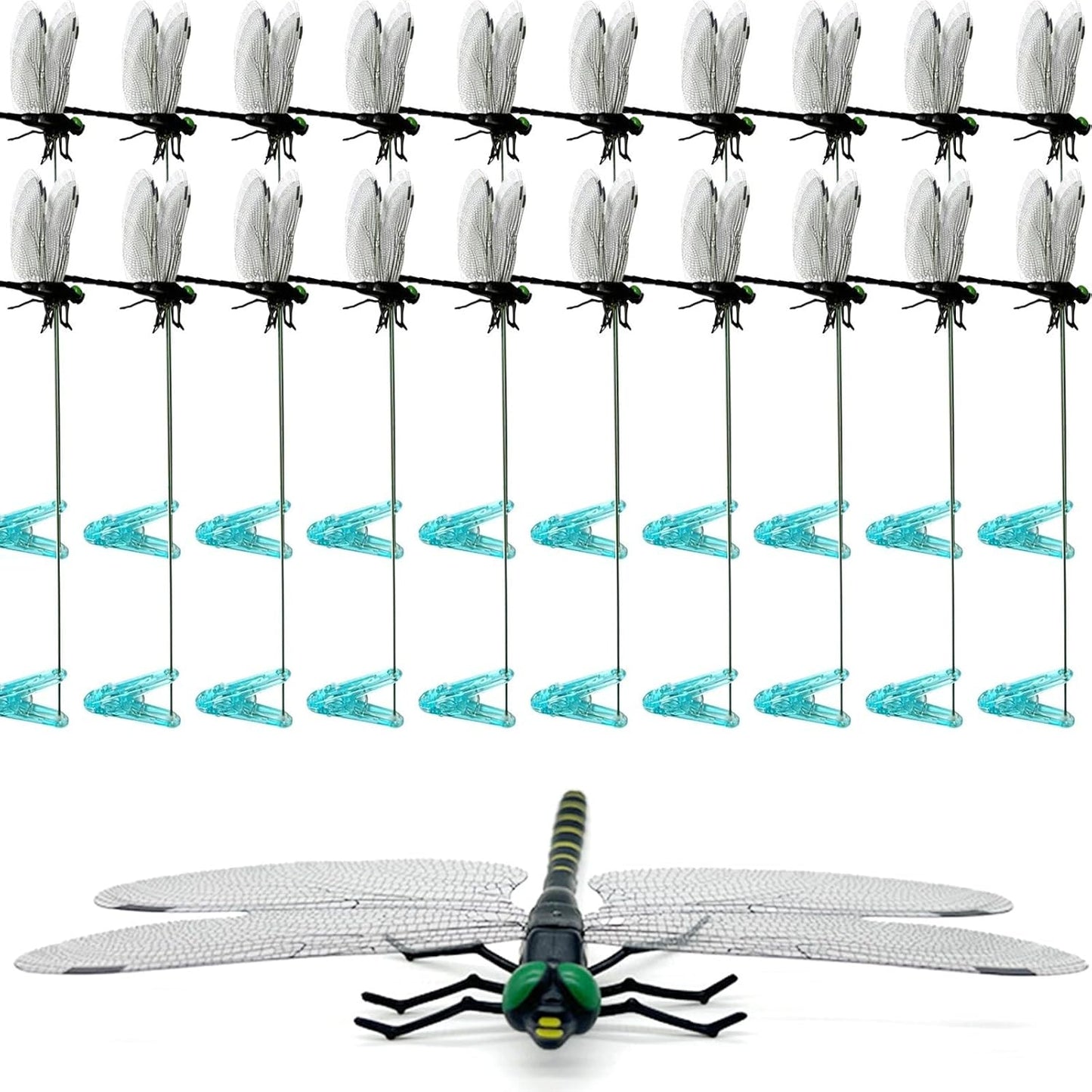 20 Pcs Dragon Fly Clips for Bugs Repellent, 3D Artificial Dragonfly Hat Clip, Dragonfly Garden Decor (20, Black*20 Pcs)-VerdiqueGarden