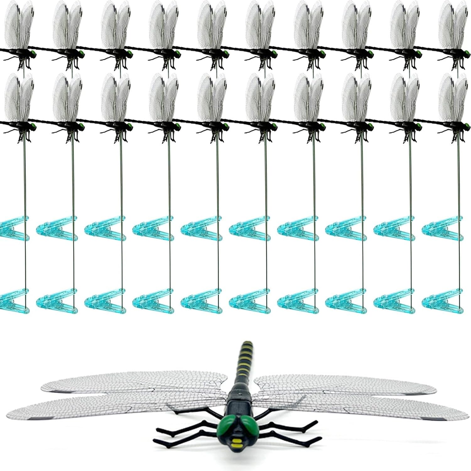 20 Pcs Dragon Fly Clips for Bugs Repellent, 3D Artificial Dragonfly Hat Clip, Dragonfly Garden Decor (20, Black*20 Pcs)-VerdiqueGarden