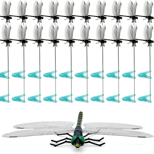 20 Pcs Dragon Fly Clips for Bugs Repellent, 3D Artificial Dragonfly Hat Clip, Dragonfly Garden Decor (20, Black*20 Pcs)-VerdiqueGarden