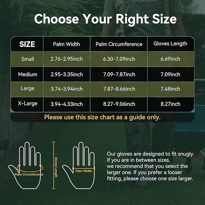 OZERO Women Leather Work Gloves: Touch Screen | Deerskin Garden Gloves with Grip | Ideal for Yard Work, Daily Tasks, Driving-VerdiqueGarden